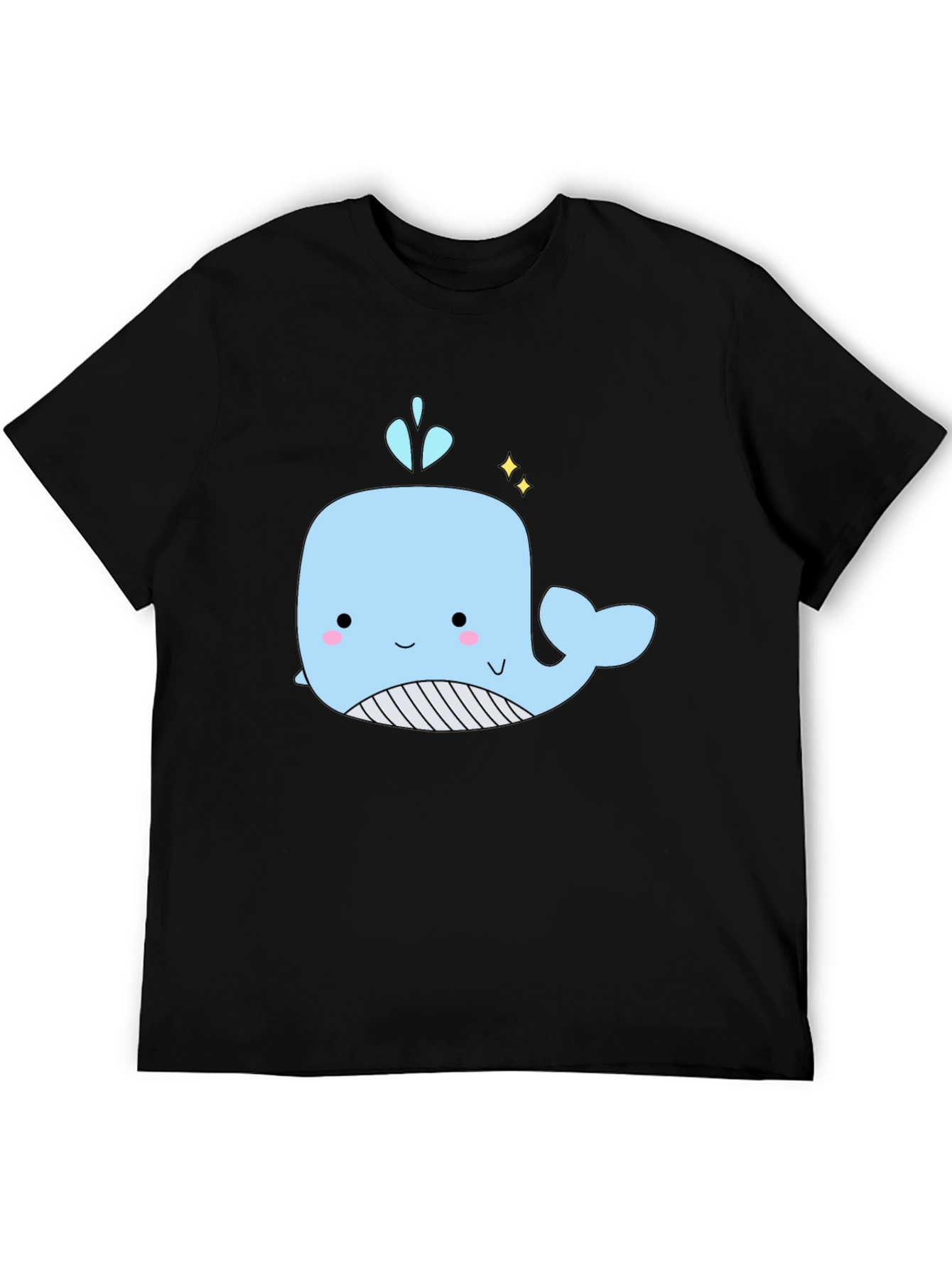 Cute Whale Graphic Black T-Shirt
