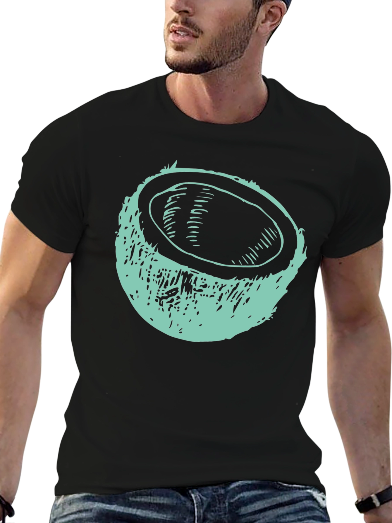 Coconut Graphic Tee - Black Cotton T-Shirt