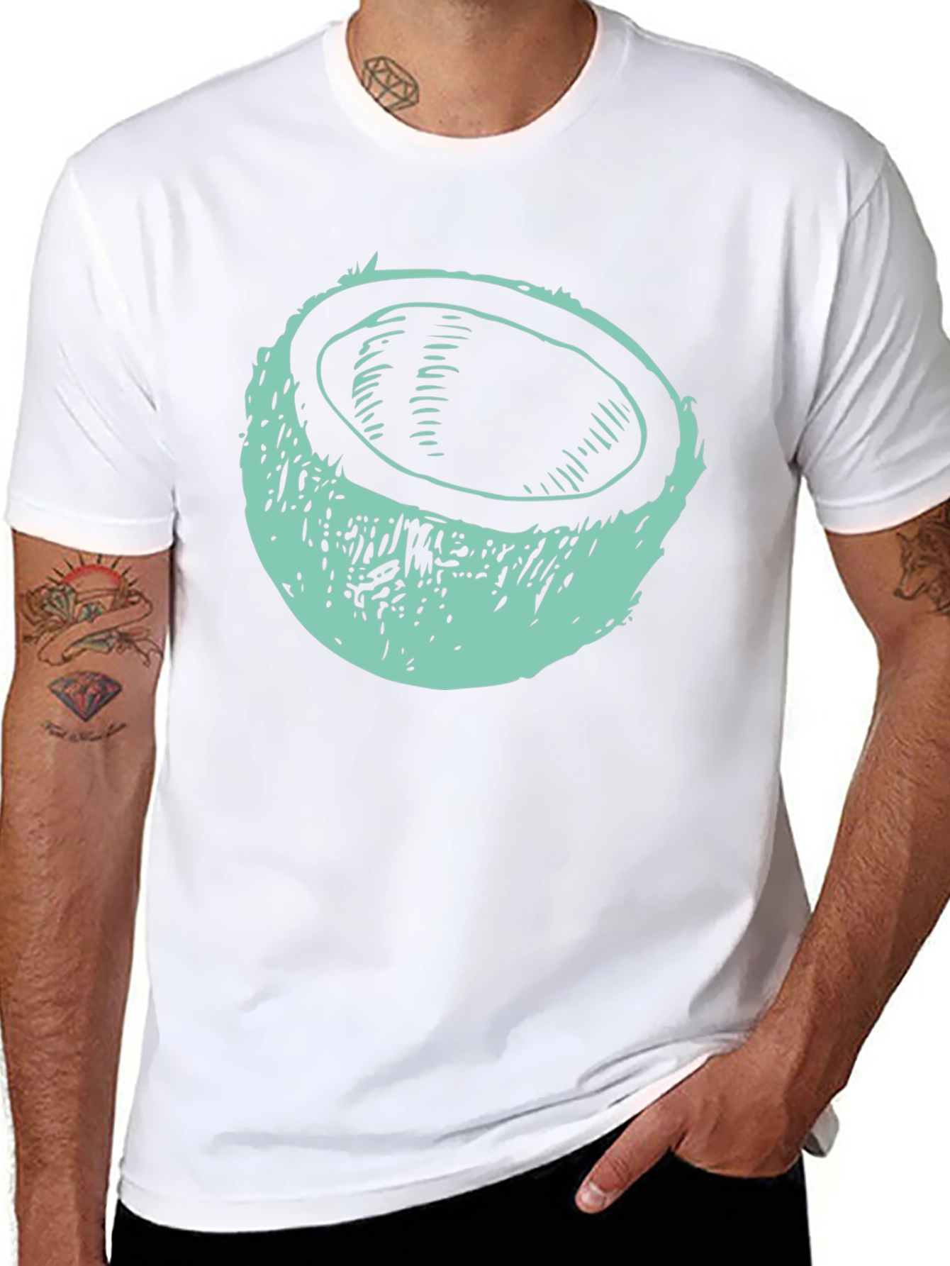 Coconut Graphic Tee - Black Cotton T-Shirt