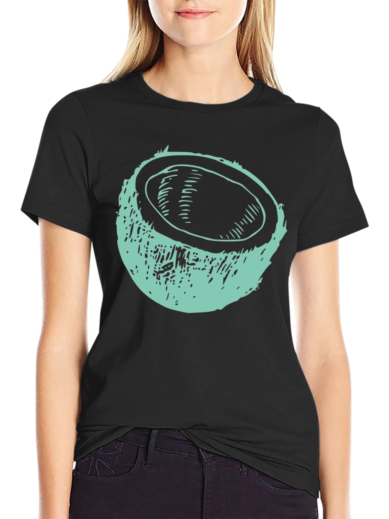 Coconut Graphic Tee - Black Cotton T-Shirt