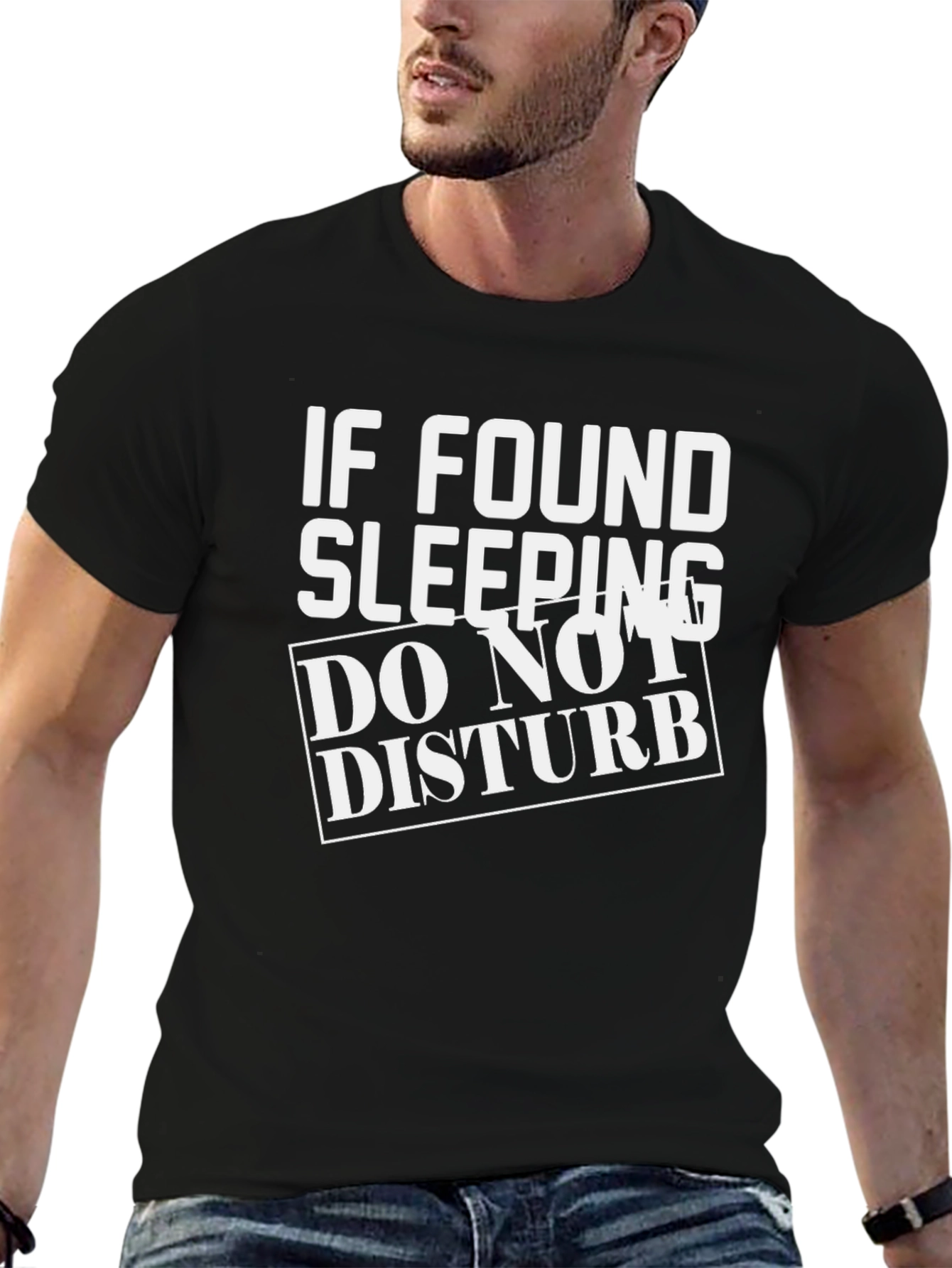 If Found Sleeping Do Not Disturb Mens Black T-Shirt