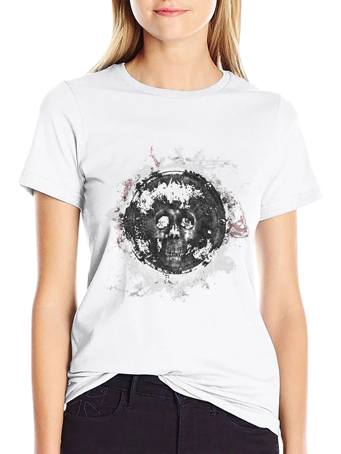 Skull Graphic Print Black T-Shirt