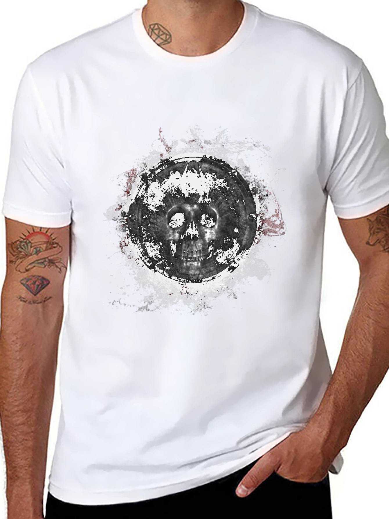 Skull Graphic Print Black T-Shirt