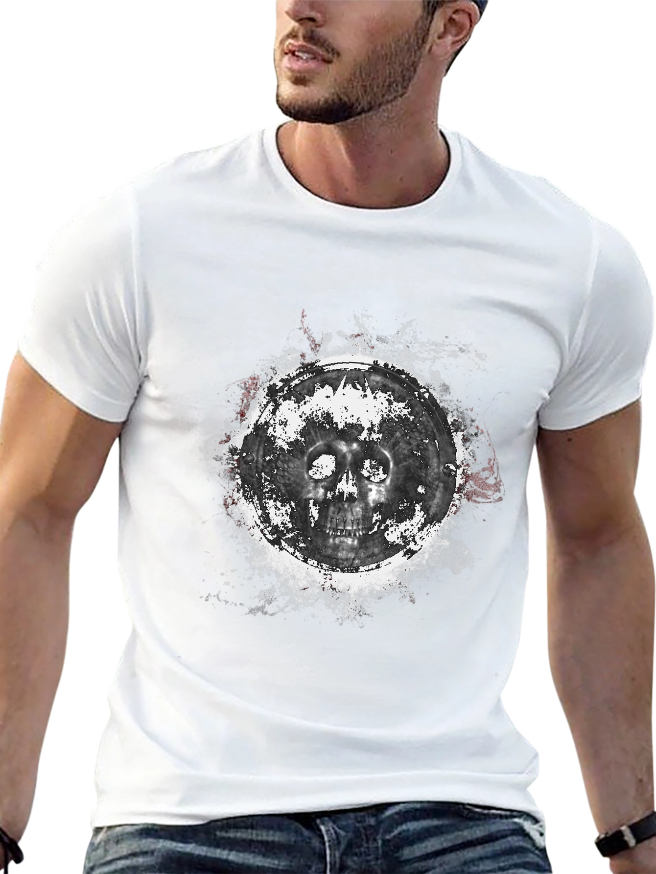 Skull Graphic Print Black T-Shirt