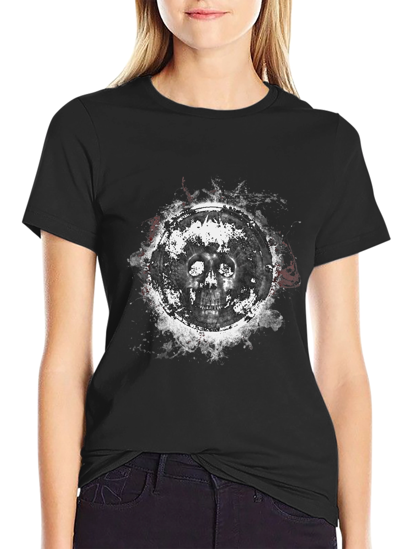 Skull Graphic Print Black T-Shirt