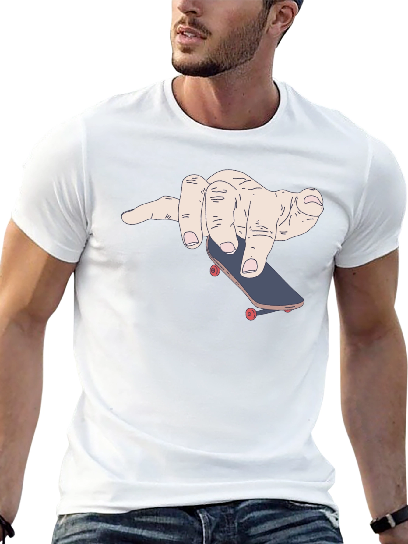 Finger Skateboard Black Tee