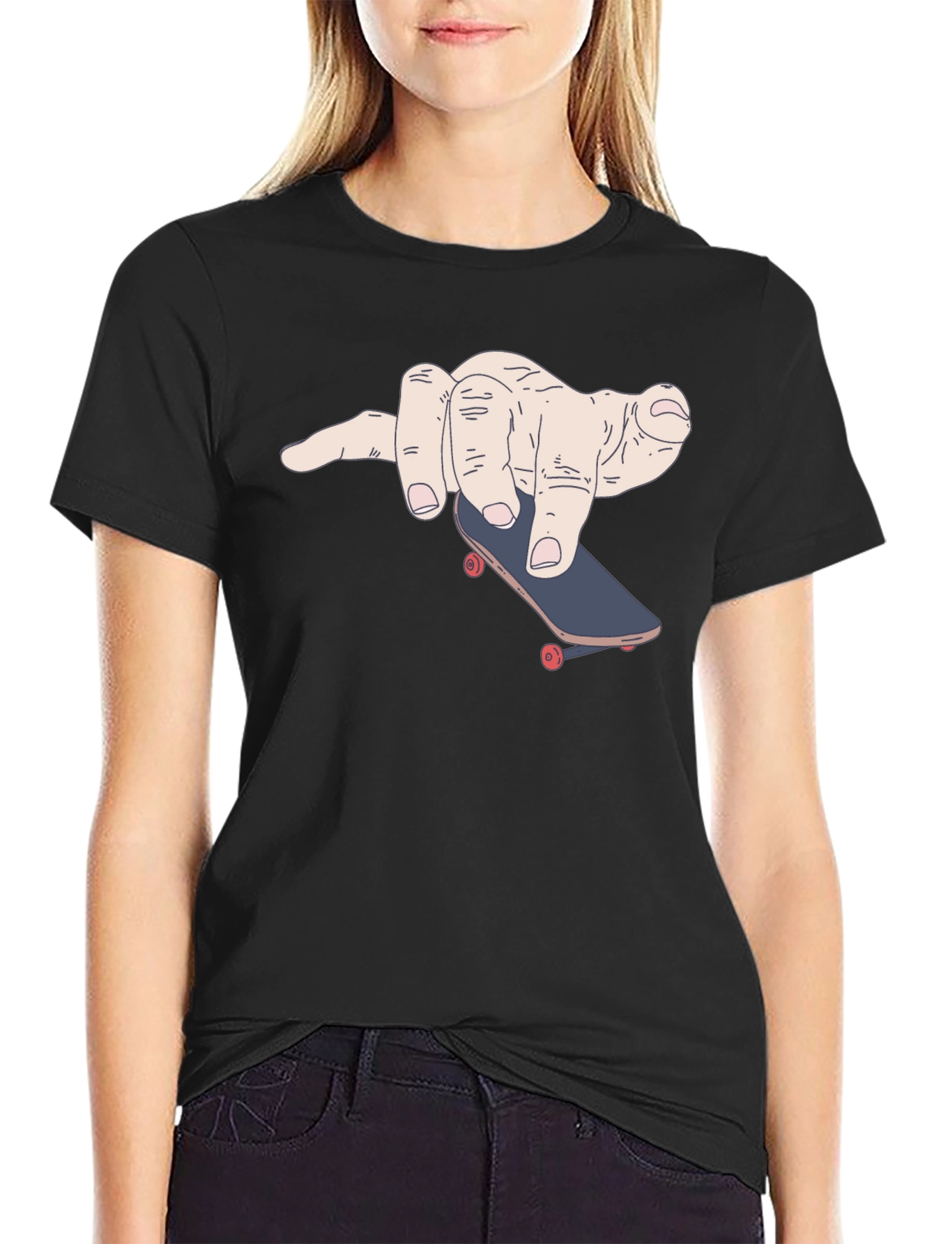 Finger Skateboard Black Tee