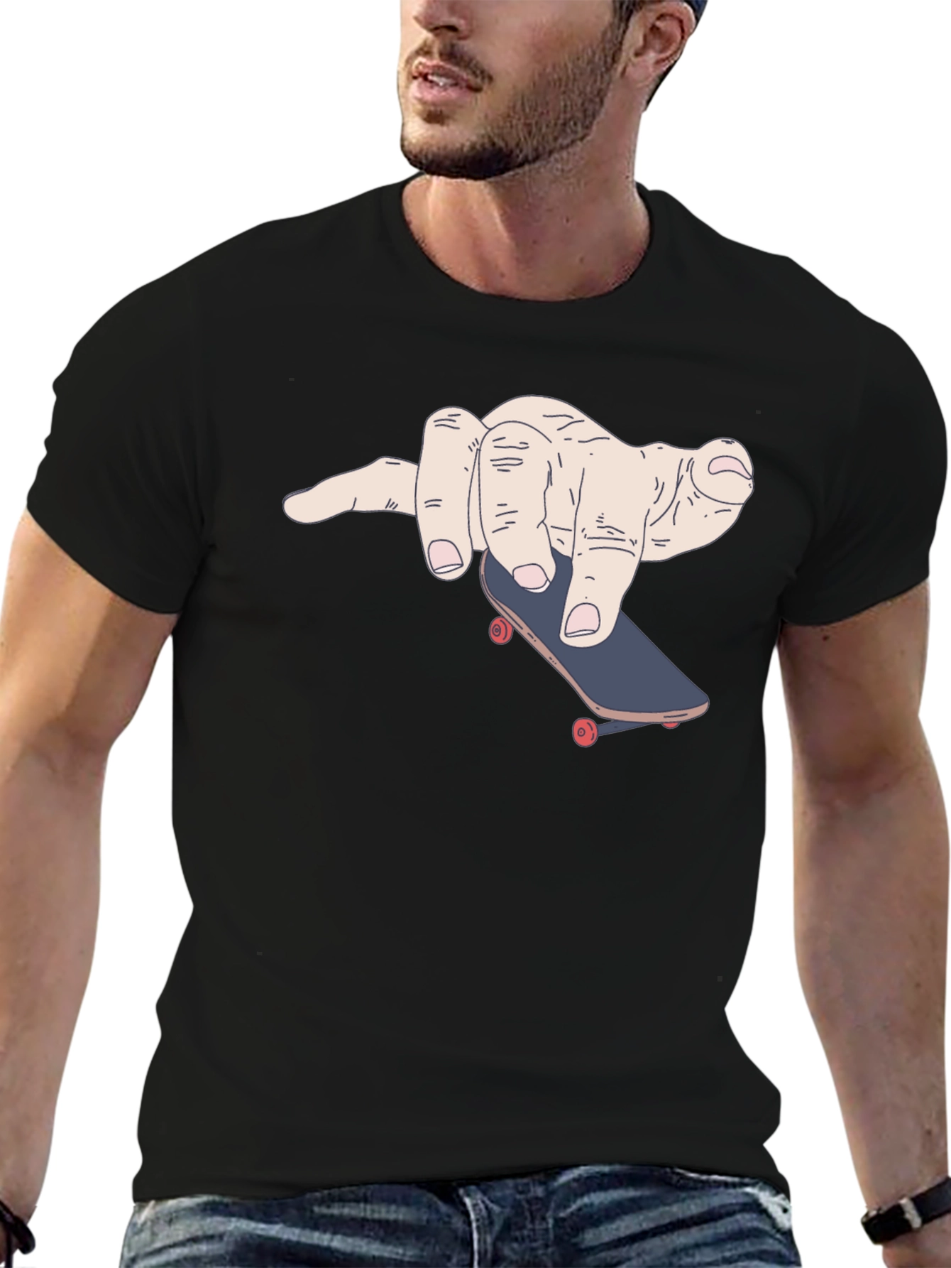 Finger Skateboard Black Tee