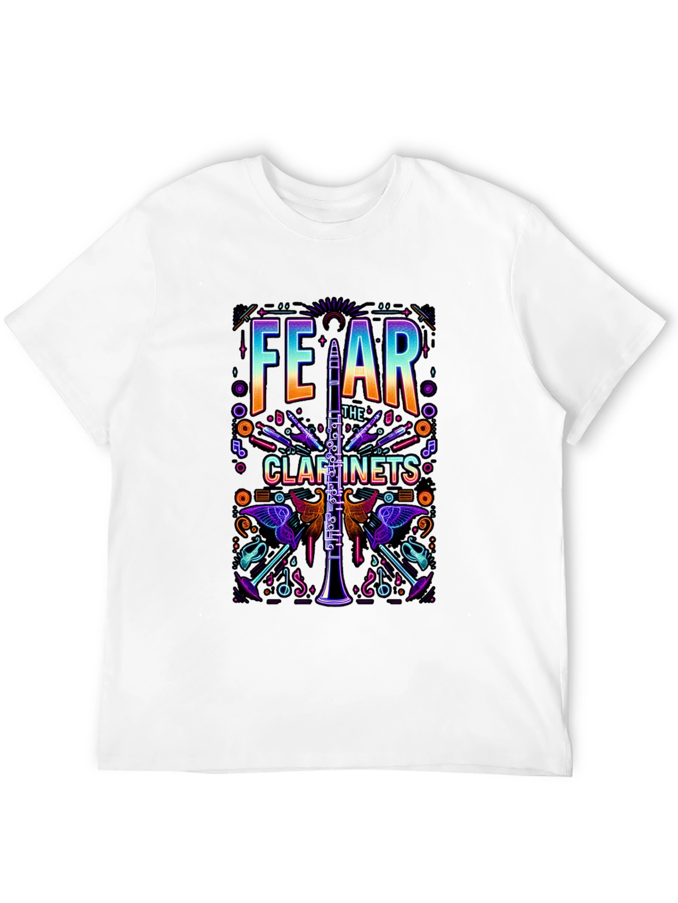 Fear The Clarinets Graphic Tee - Musical Instrument T-Shirt
