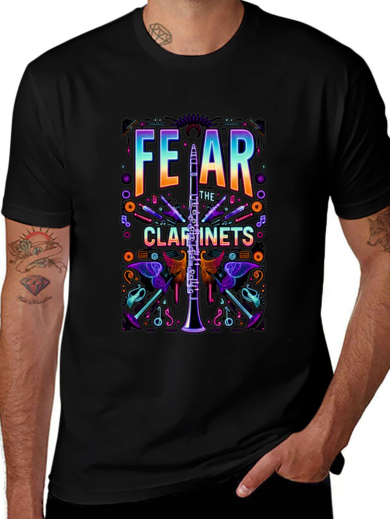 Fear The Clarinets Graphic Tee - Musical Instrument T-Shirt