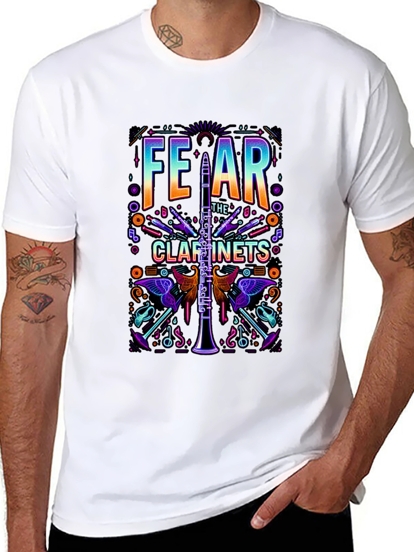 Fear The Clarinets Graphic Tee - Musical Instrument T-Shirt