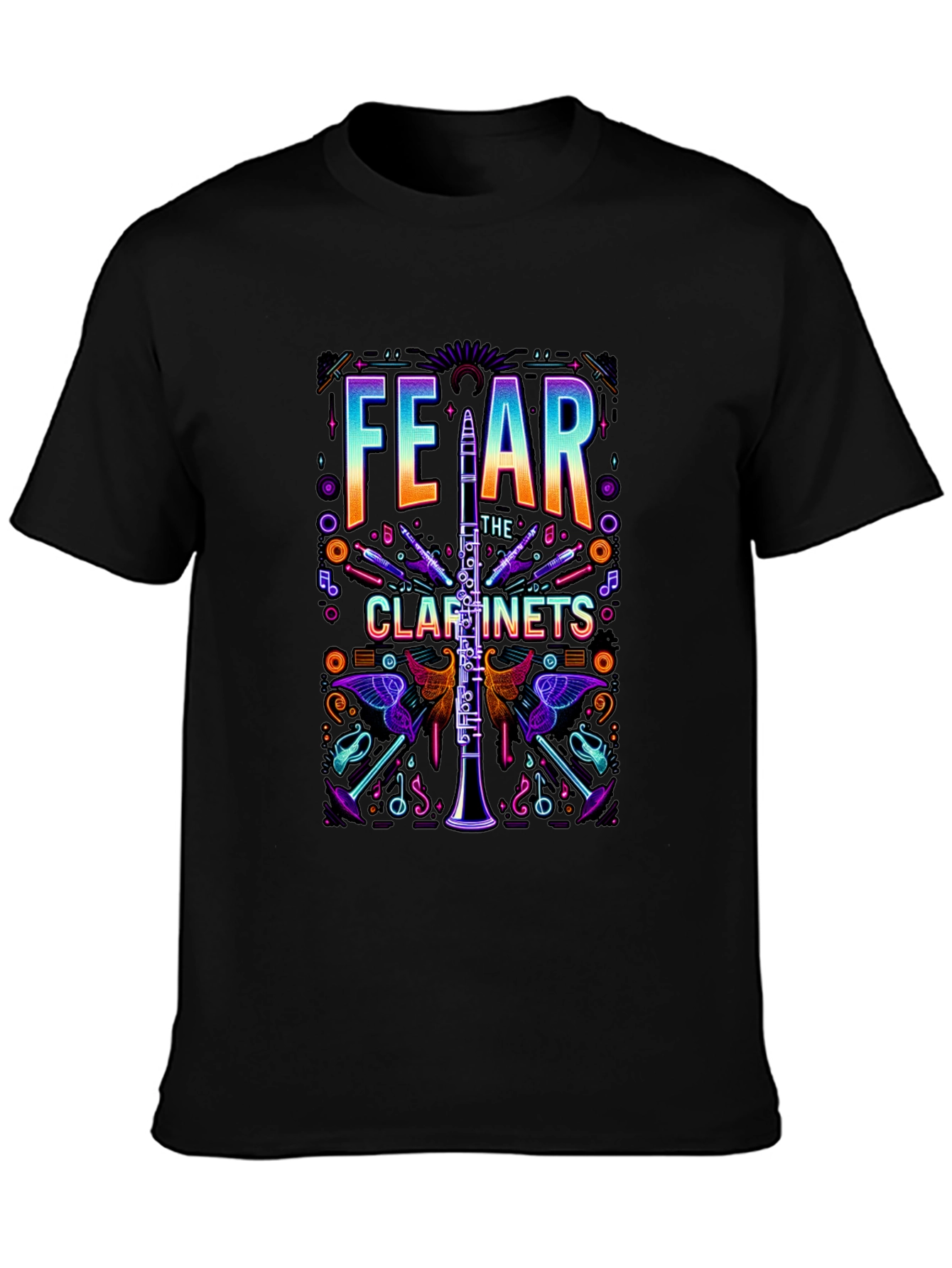 Fear The Clarinets Graphic Tee - Musical Instrument T-Shirt