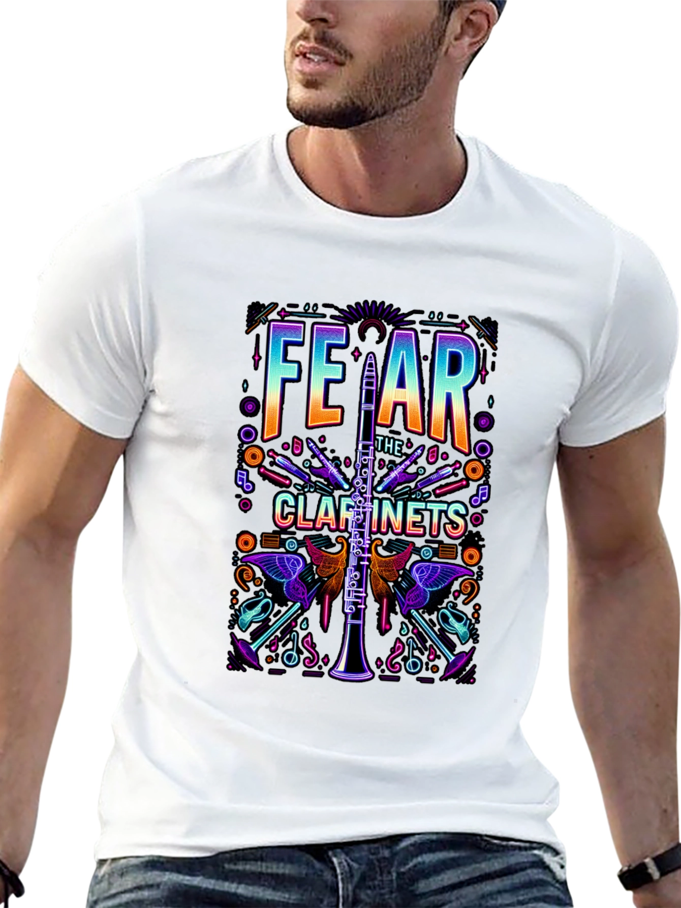 Fear The Clarinets Graphic Tee - Musical Instrument T-Shirt