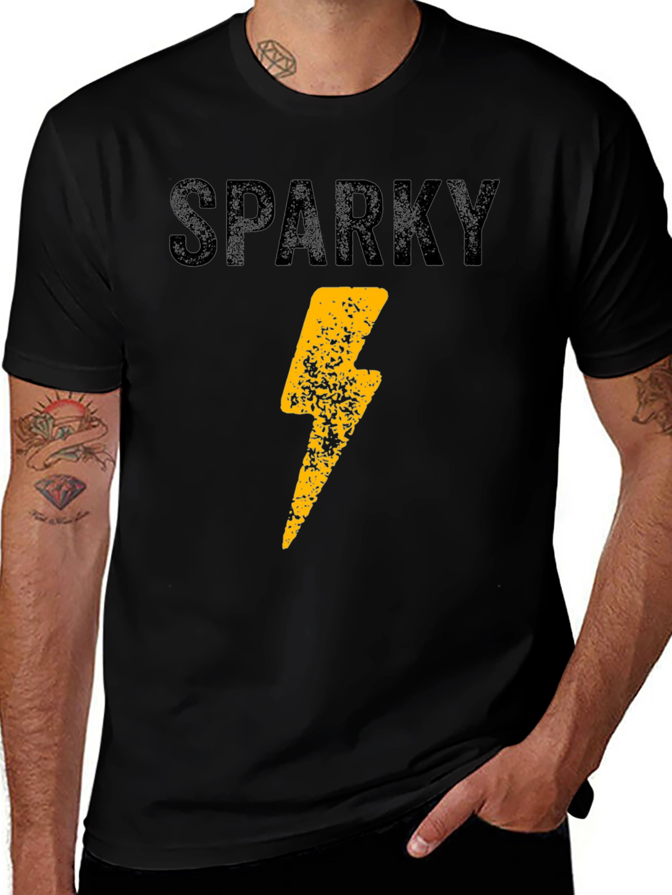 Sparky Lightning Bolt Graphic Tee - Mens Black T-Shirt