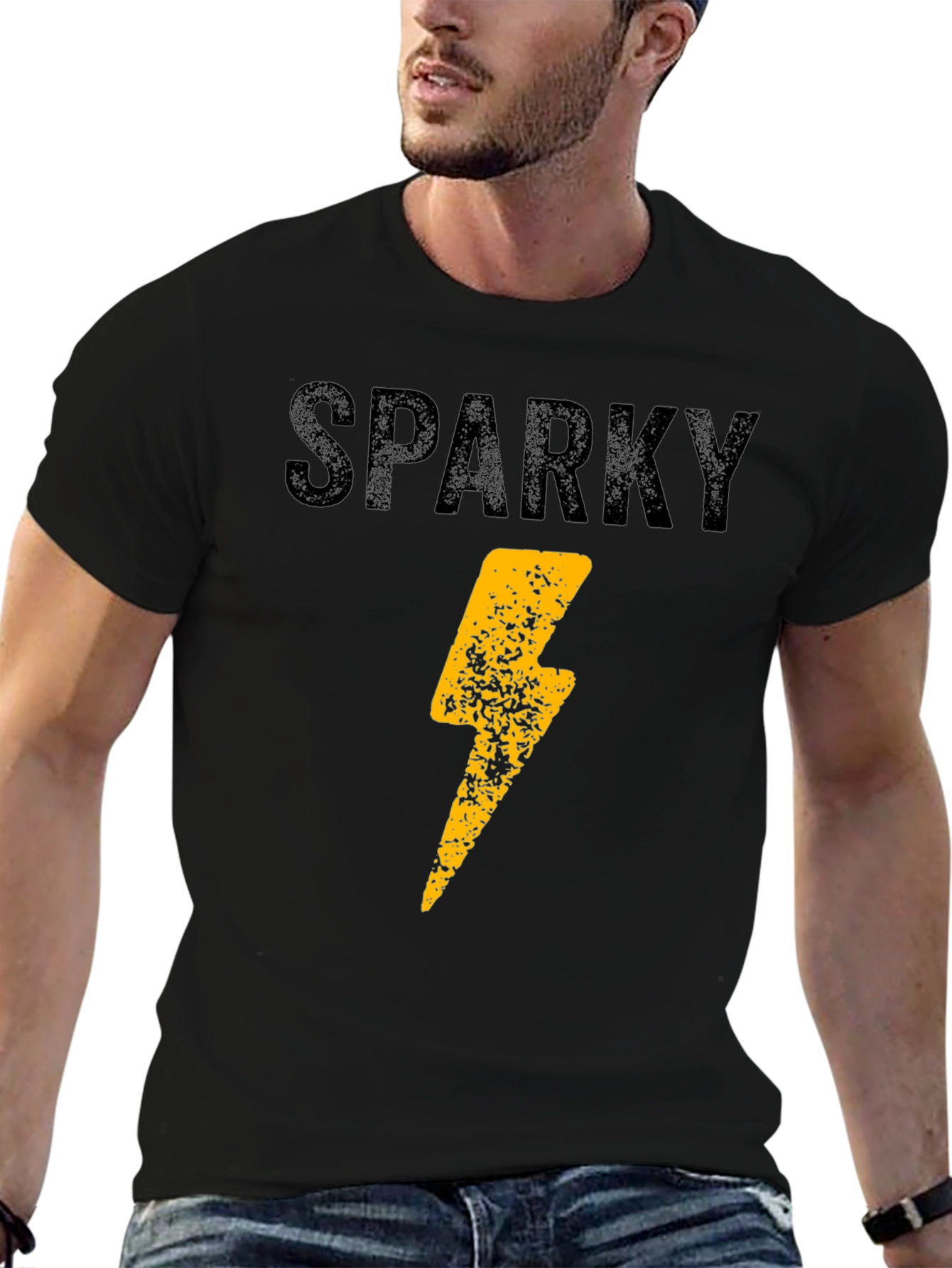 Sparky Lightning Bolt Graphic Tee - Mens Black T-Shirt
