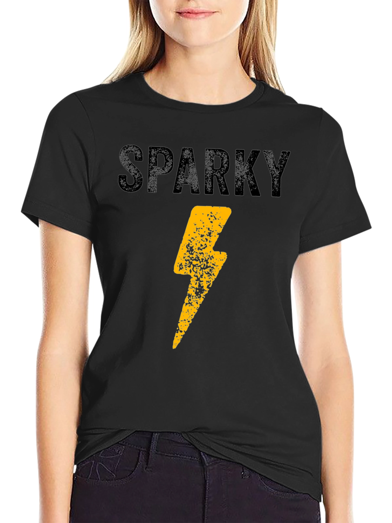 Sparky Lightning Bolt Graphic Tee - Mens Black T-Shirt