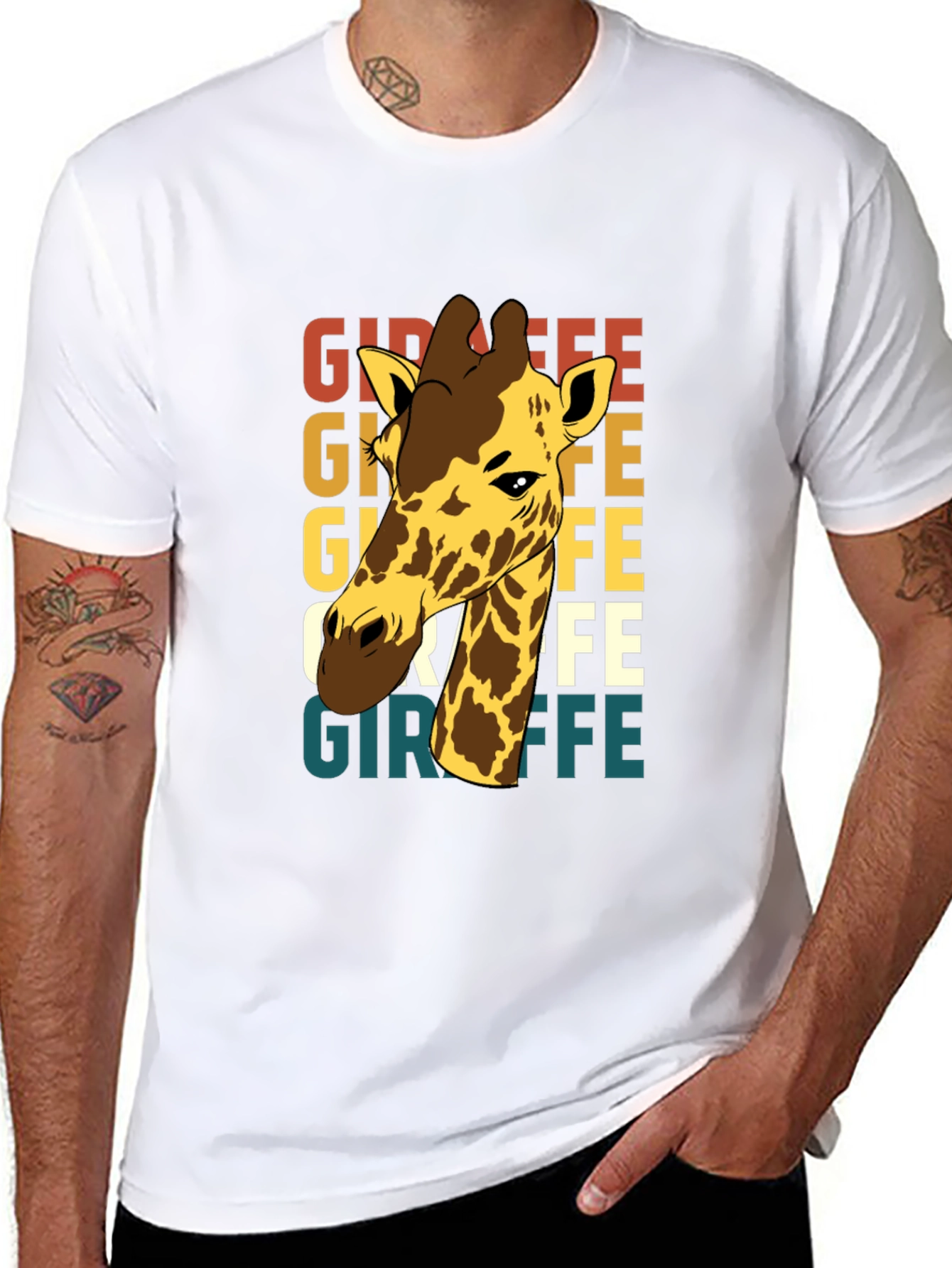 Giraffe Graphic Tee - Novelty Animal Print T-Shirt