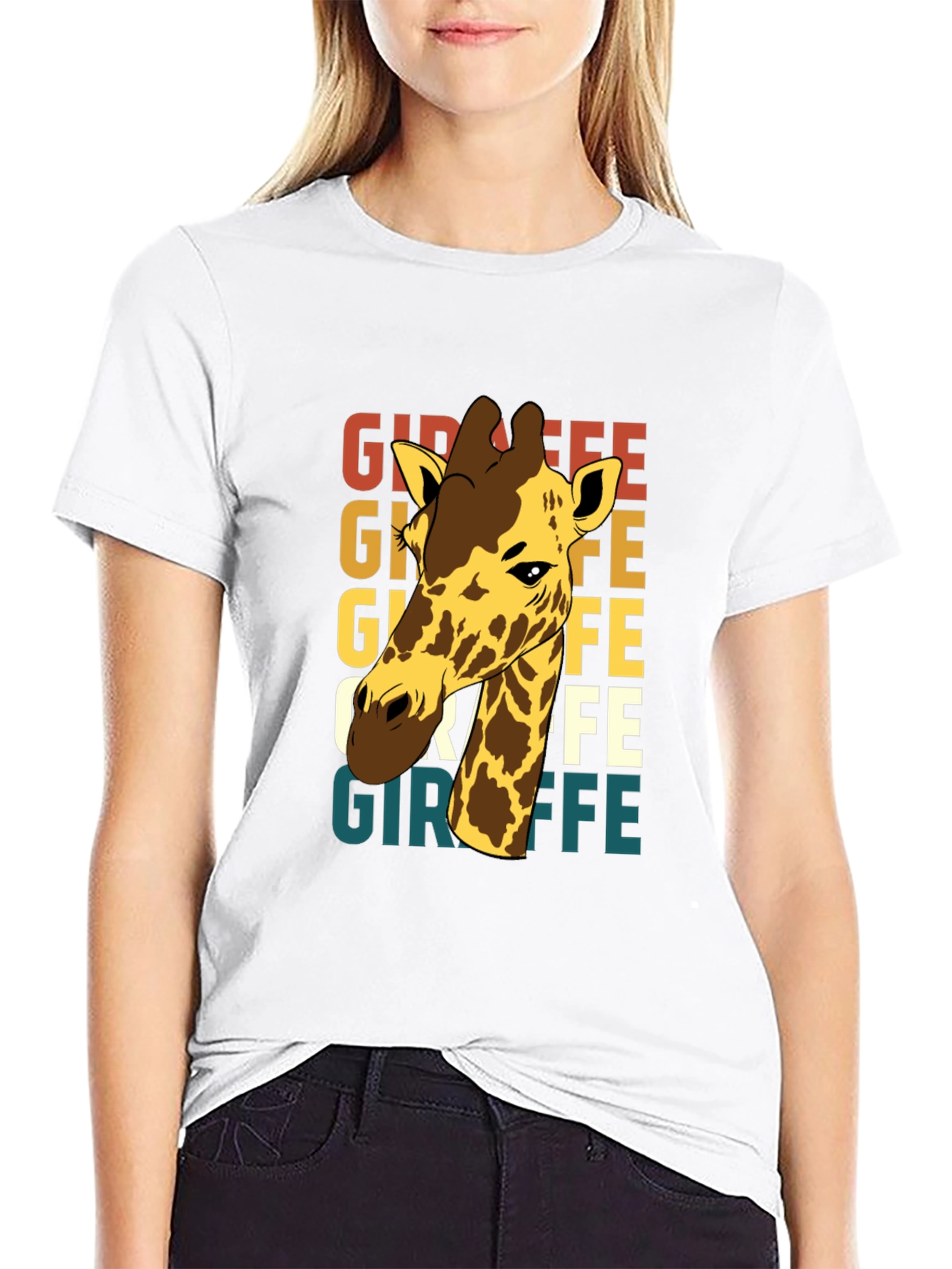 Giraffe Graphic Tee - Novelty Animal Print T-Shirt