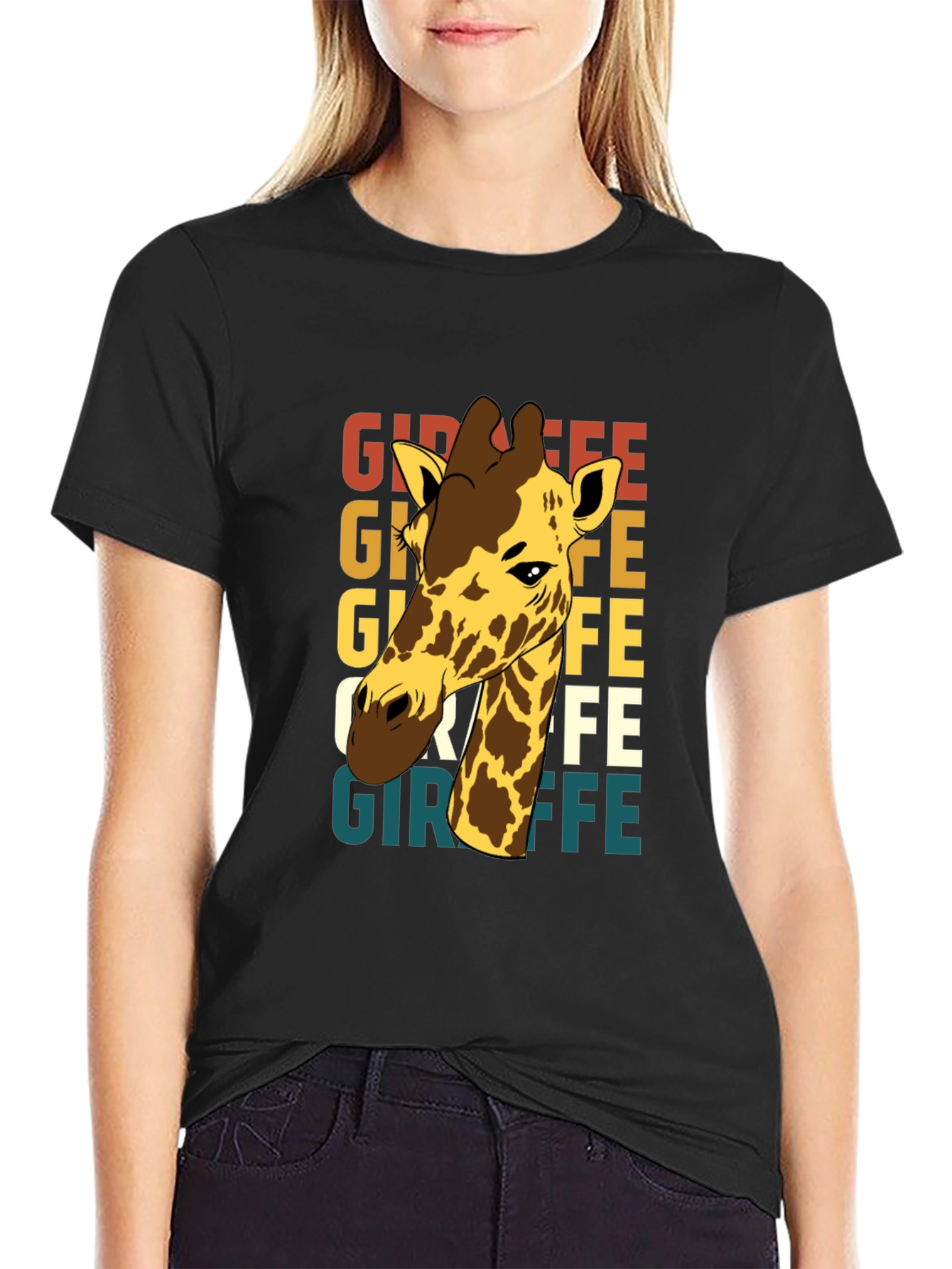 Giraffe Graphic Tee - Novelty Animal Print T-Shirt
