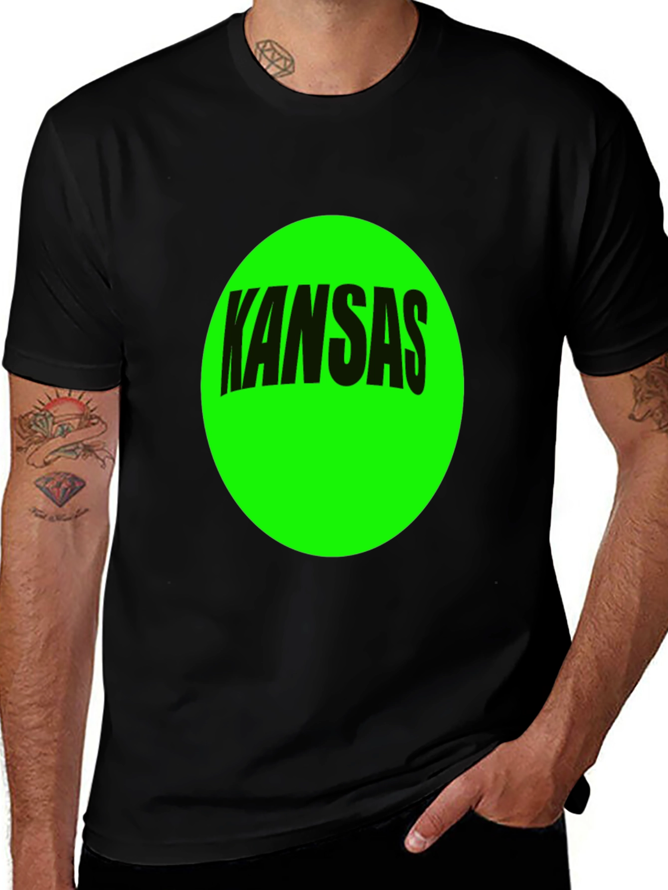 Kansas Graphic Tee - Bold Green Circle Design
