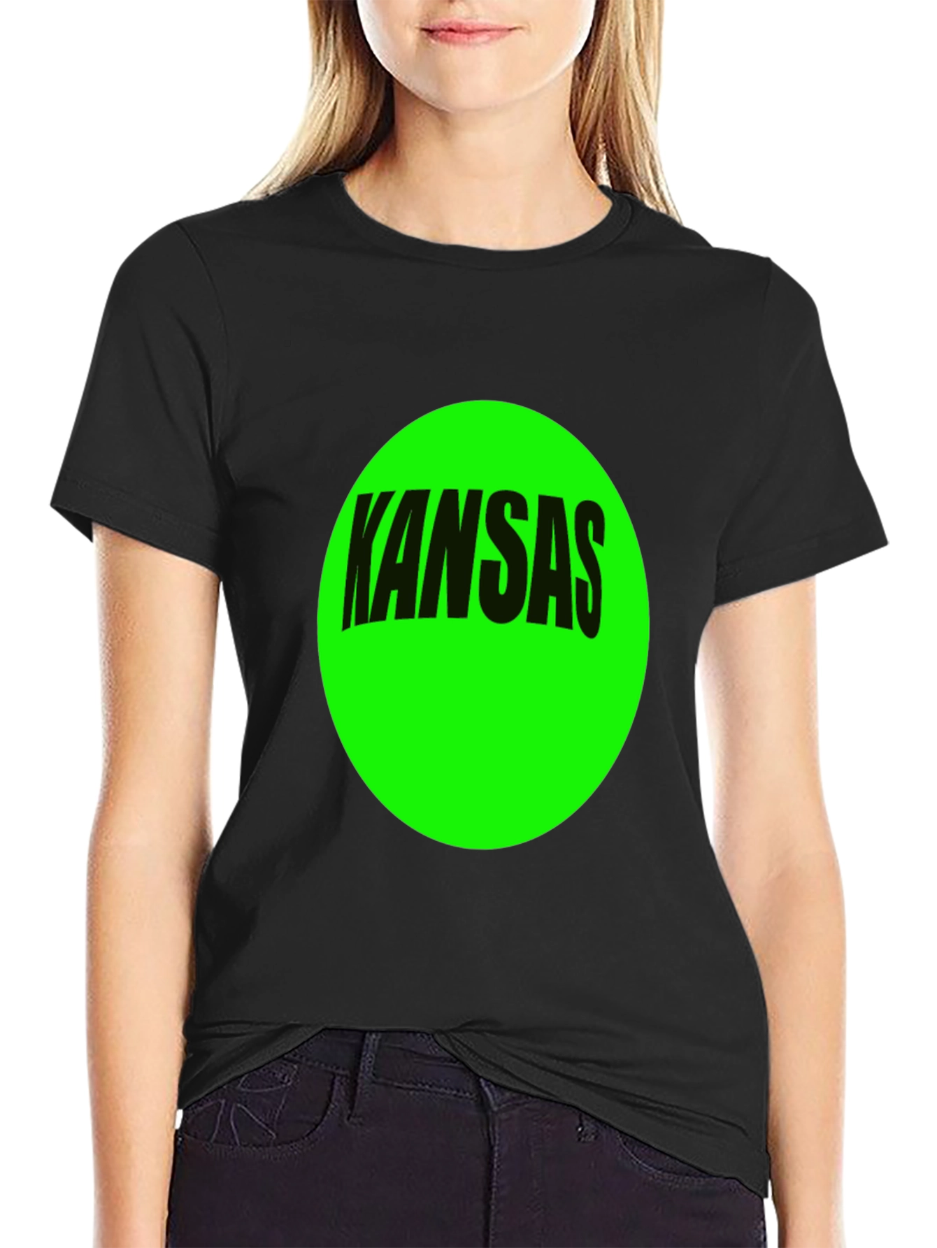 Kansas Graphic Tee - Bold Green Circle Design