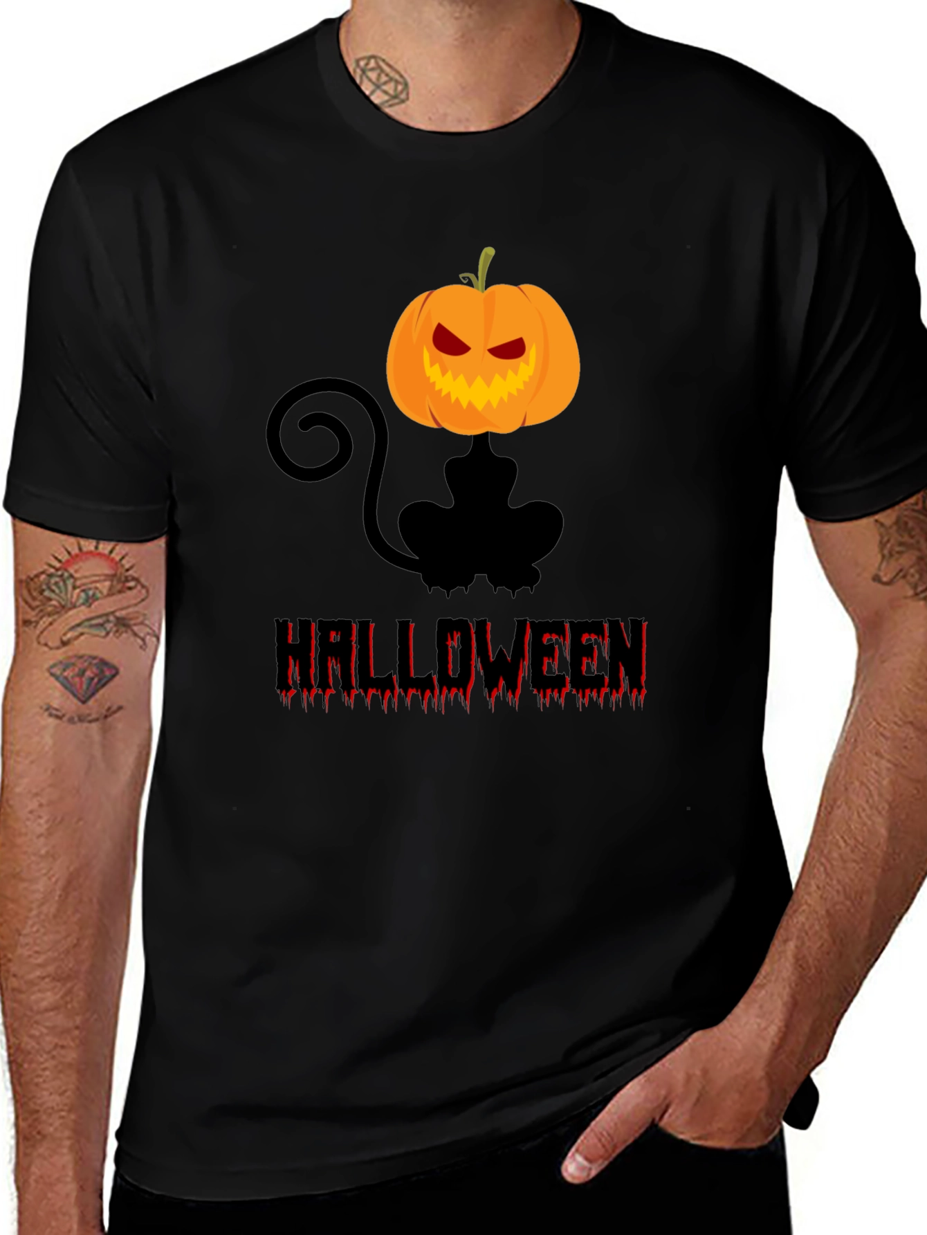Halloween Cat Pumpkin Graphic Tee