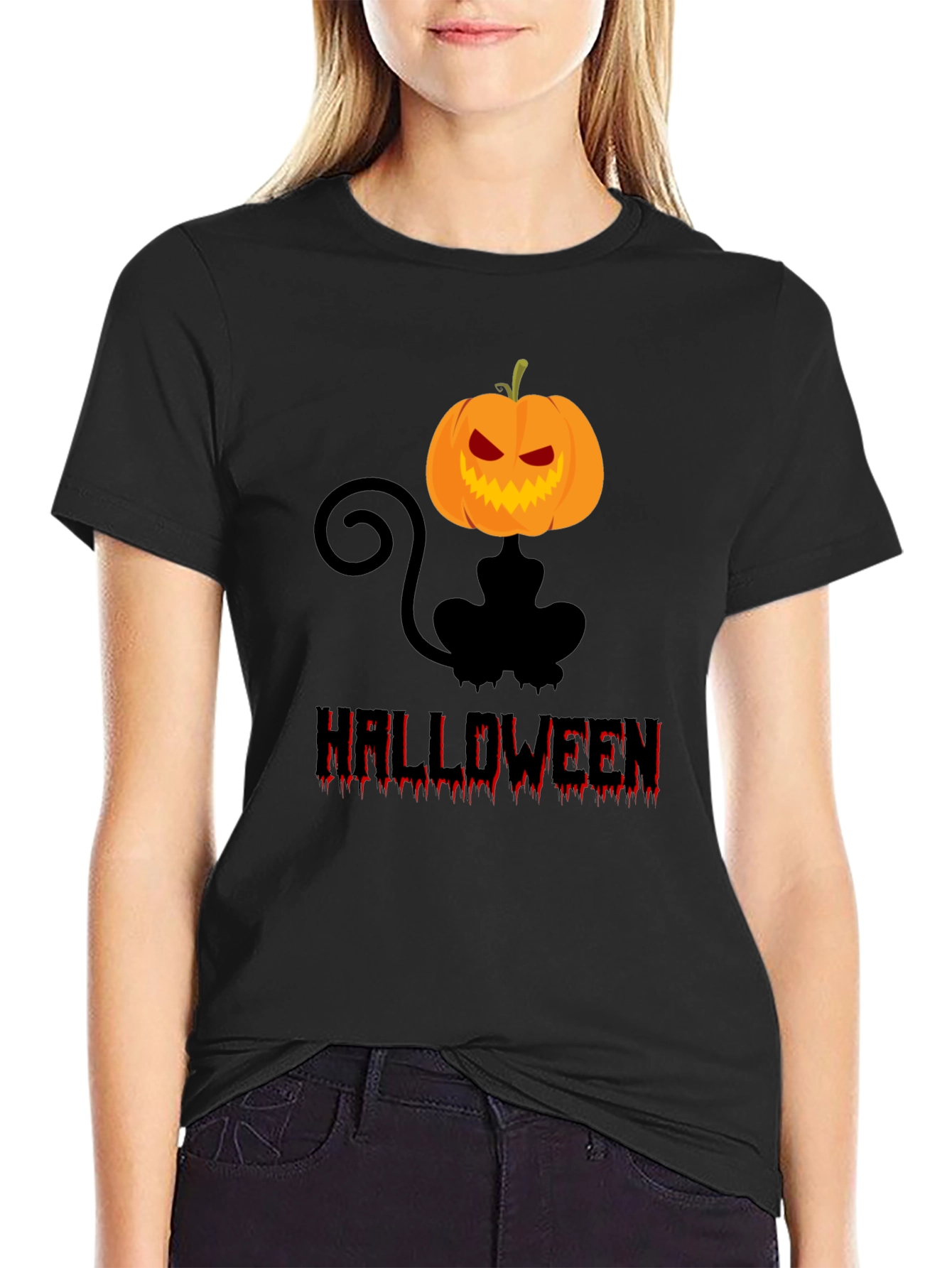 Halloween Cat Pumpkin Graphic Tee