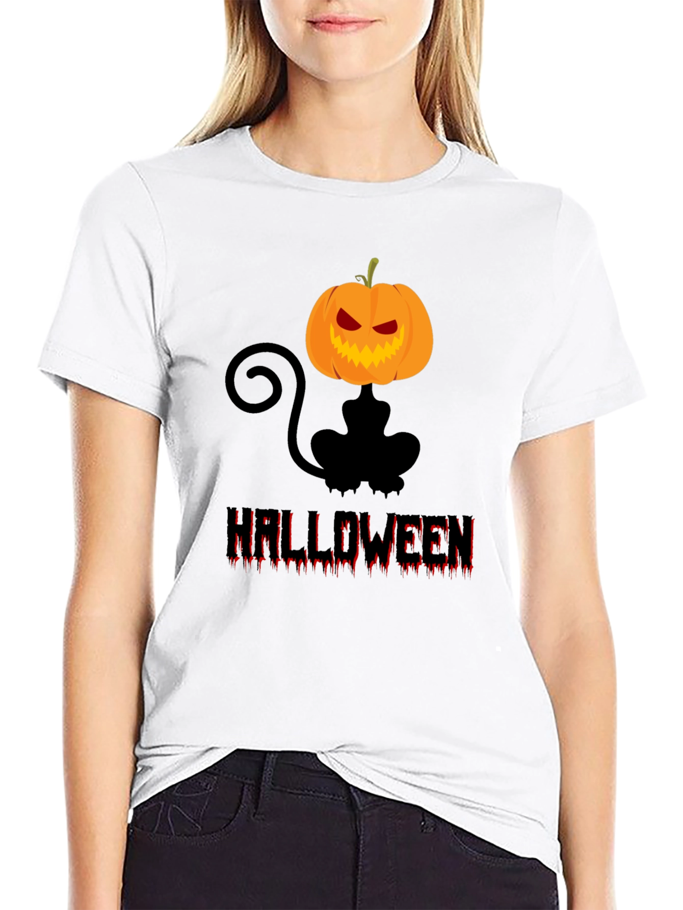 Halloween Cat Pumpkin Graphic Tee