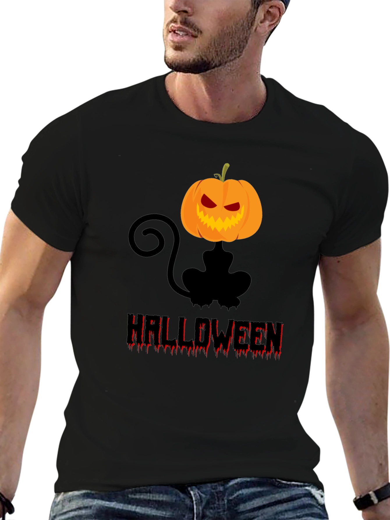 Halloween Cat Pumpkin Graphic Tee