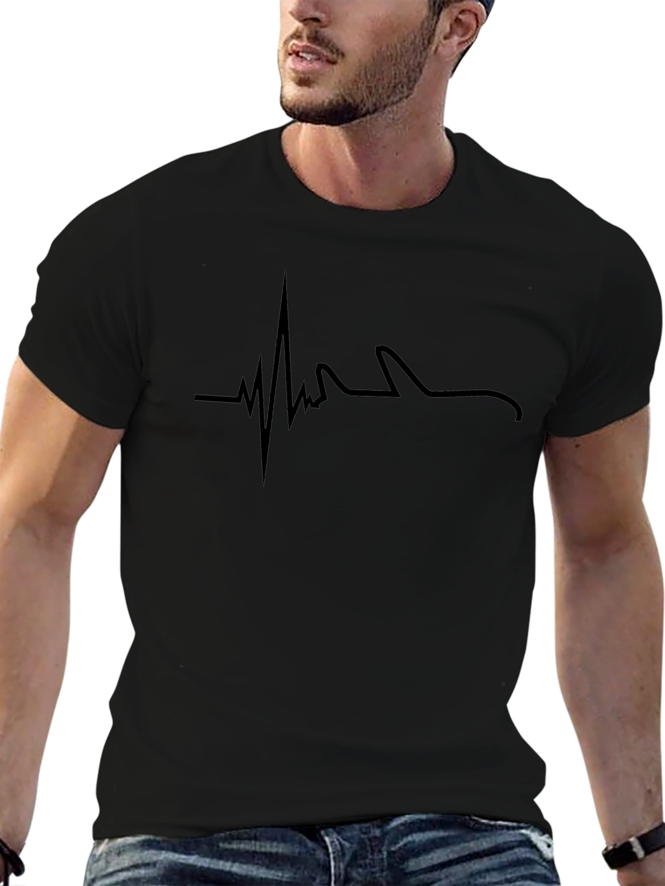 Heartbeat Shark Graphic Tee - Unique Novelty T-Shirt