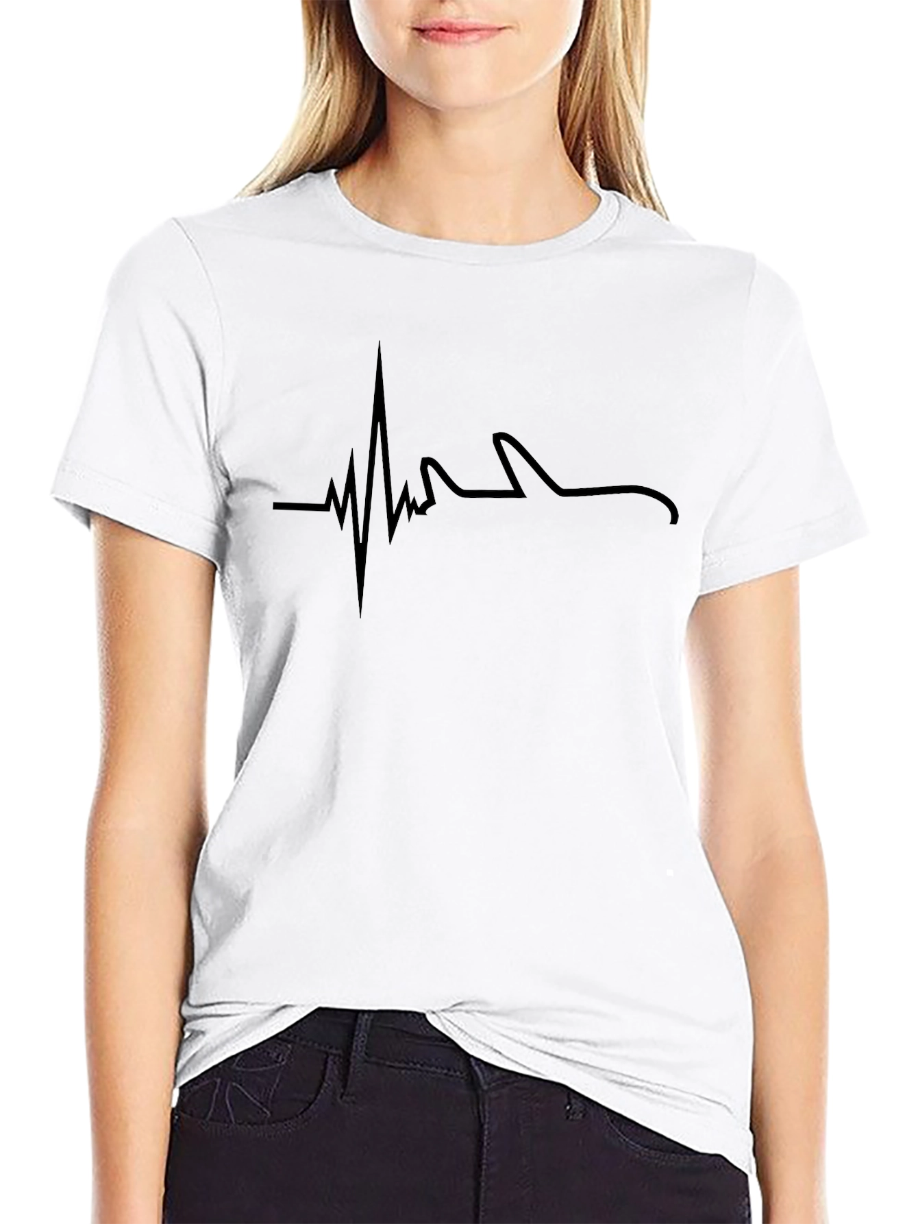 Heartbeat Shark Graphic Tee - Unique Novelty T-Shirt