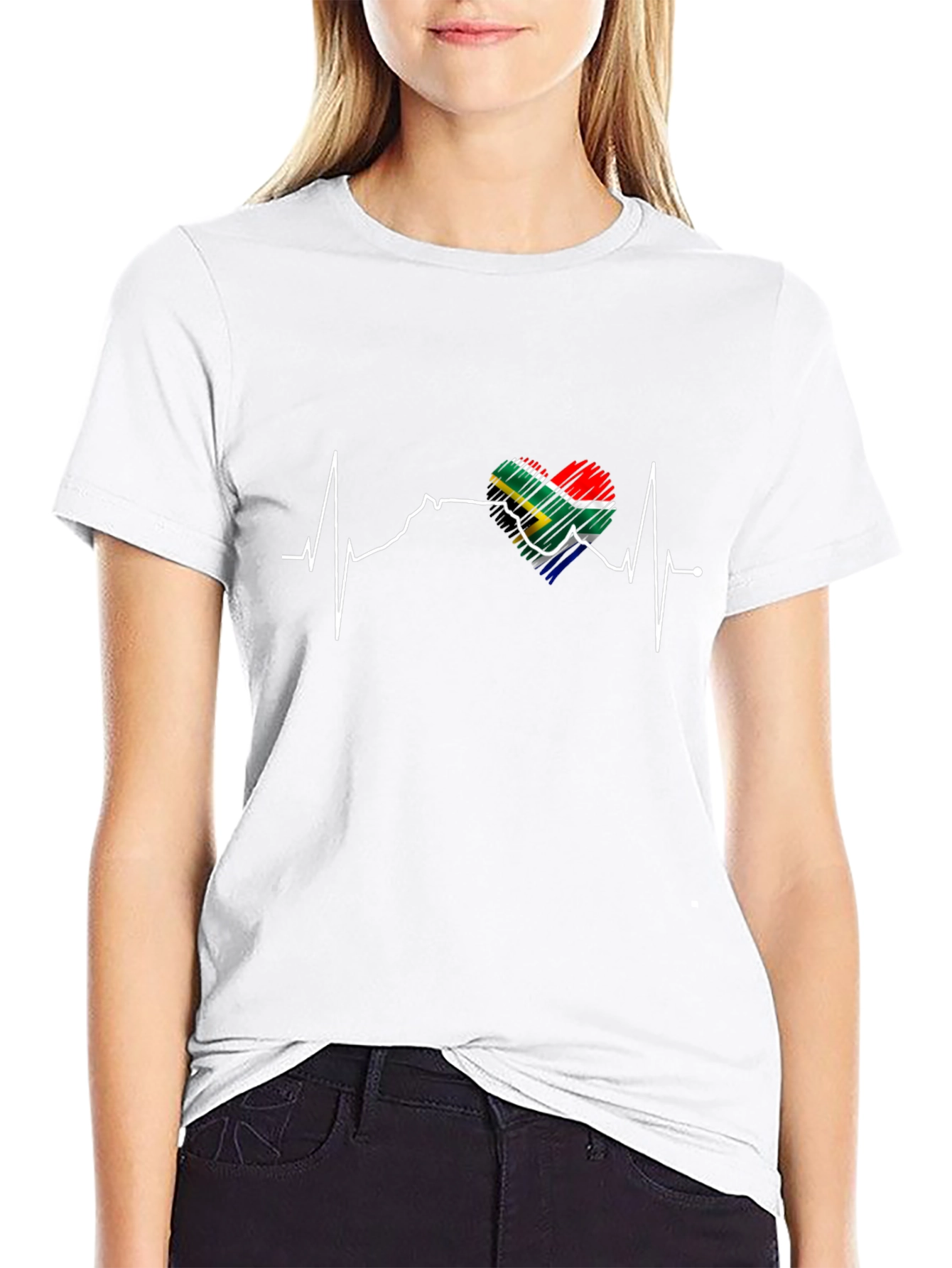 South Africa Flag Heartbeat T-Shirt