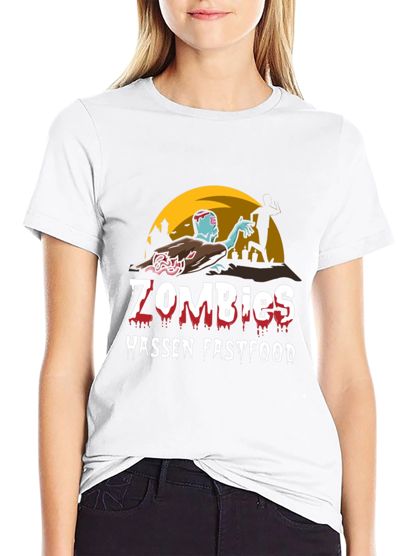 Zombies Hassen Fastfood Black T-Shirt
