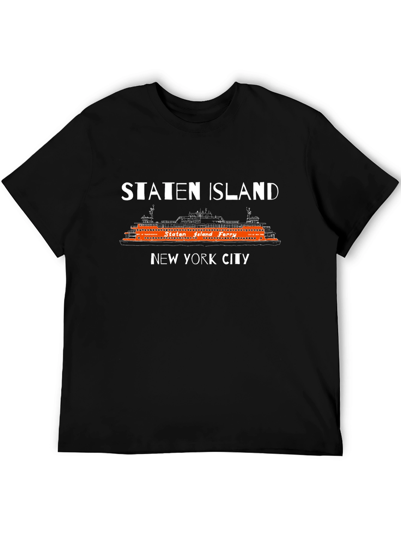 Staten Island Ferry Black Graphic T-Shirt