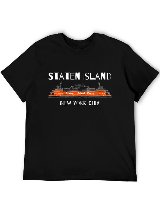 Staten Island Ferry Black Graphic T-Shirt