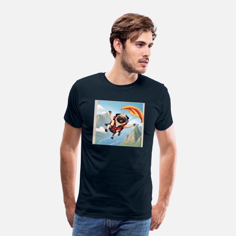 A pug skydiving