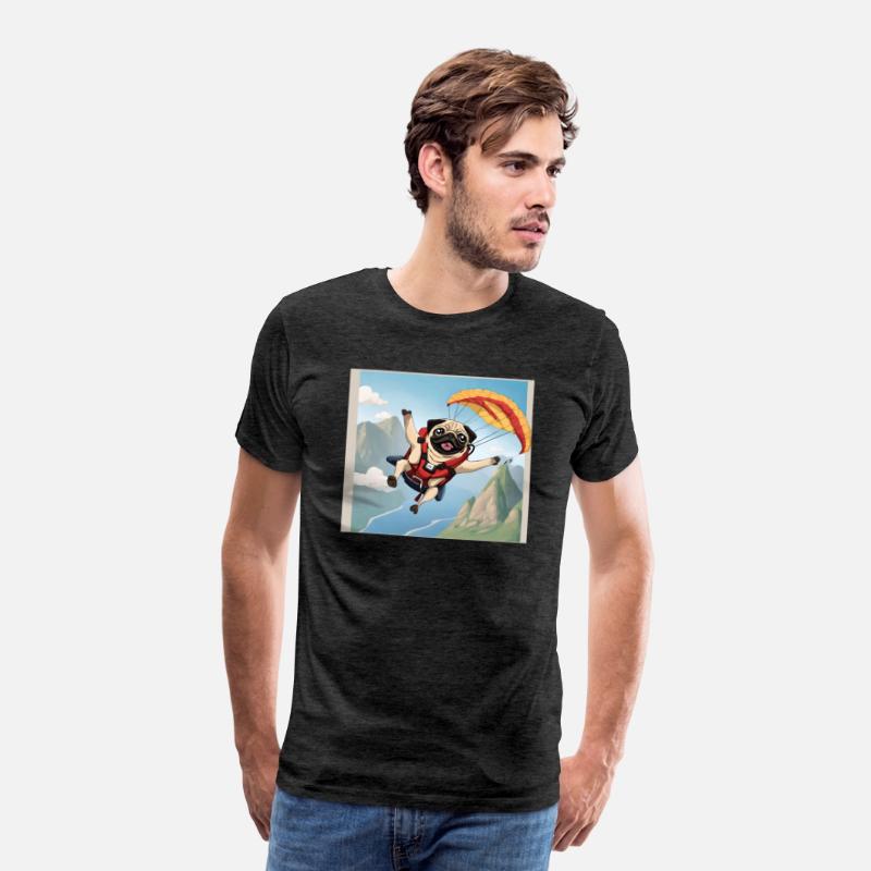 A pug skydiving
