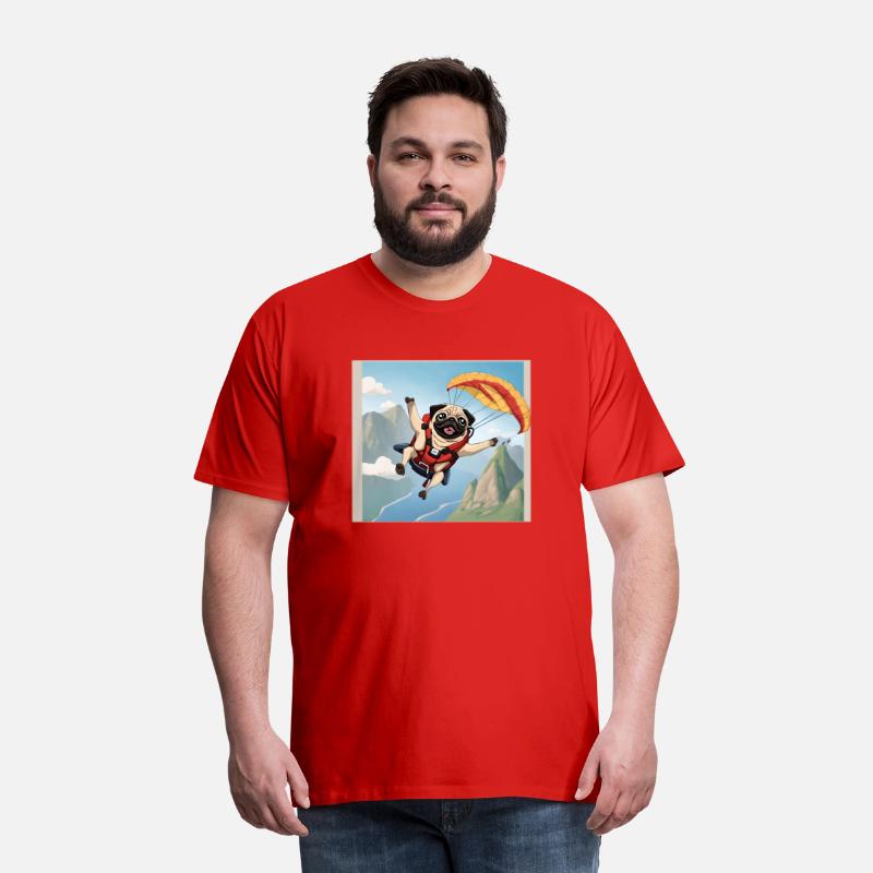 A pug skydiving