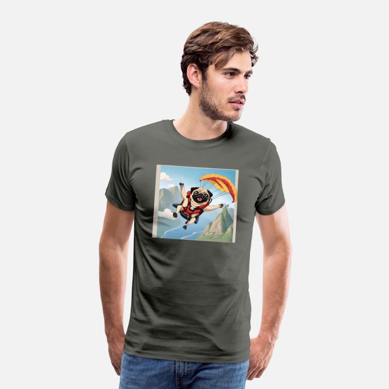 A pug skydiving