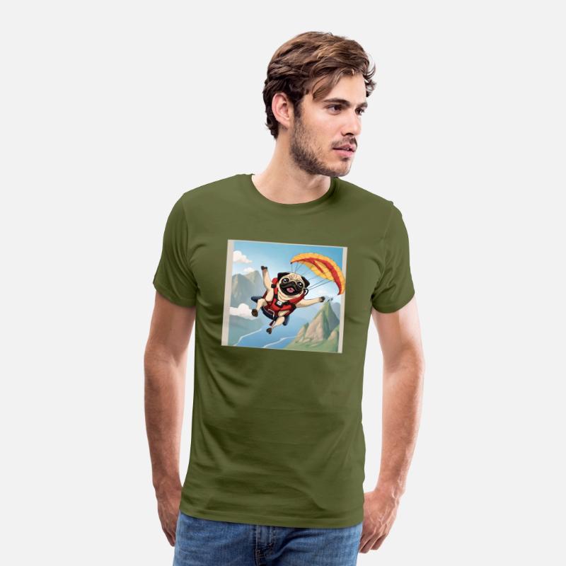 A pug skydiving