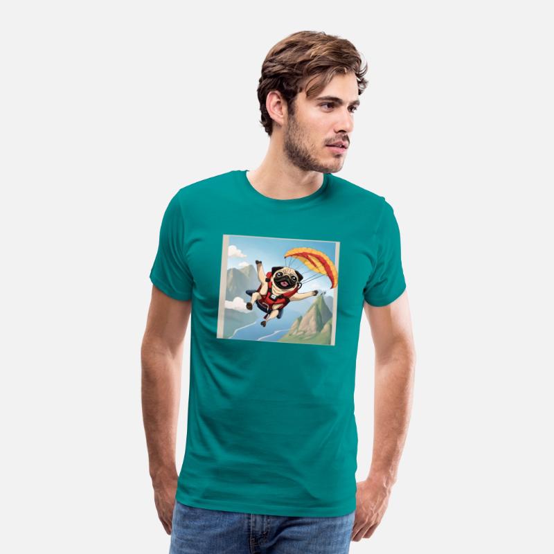 A pug skydiving