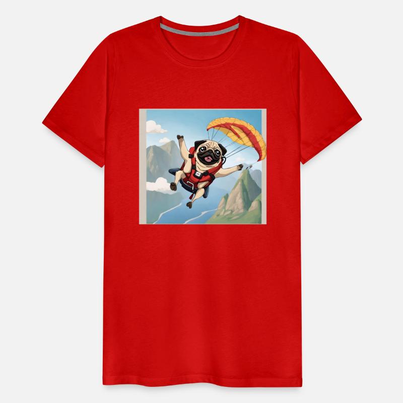 A pug skydiving
