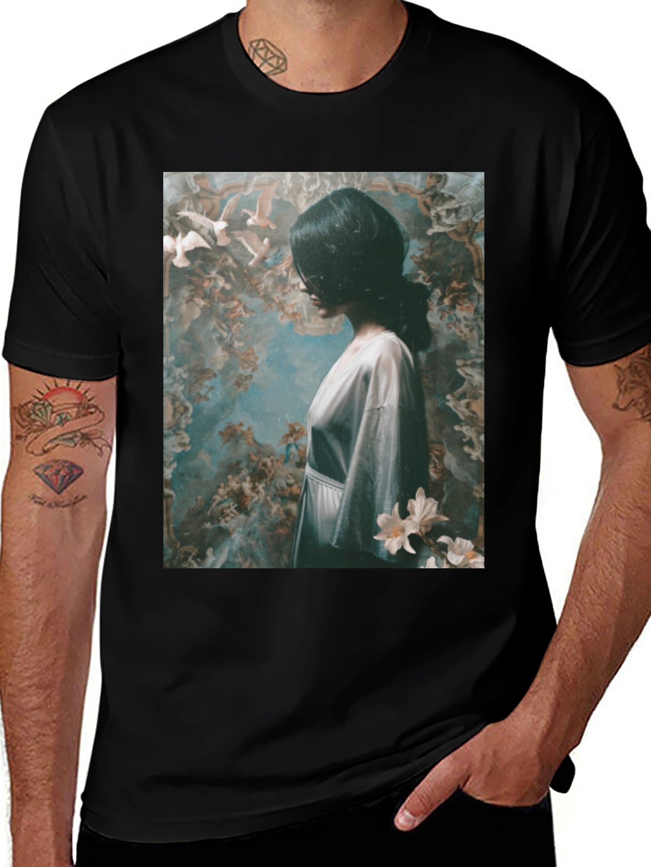 Artistic Graphic Print Black T-Shirt