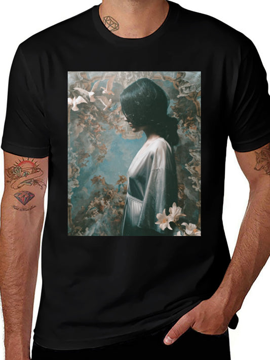 Artistic Graphic Print Black T-Shirt