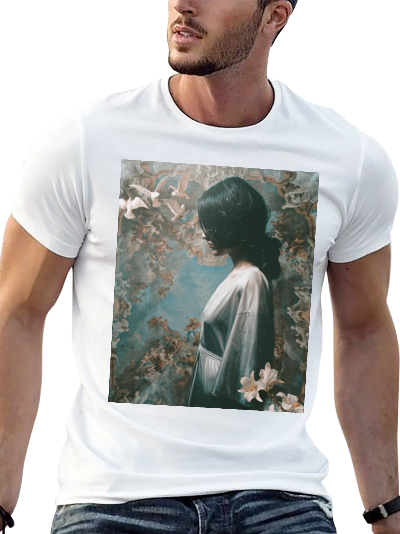 Artistic Graphic Print Black T-Shirt