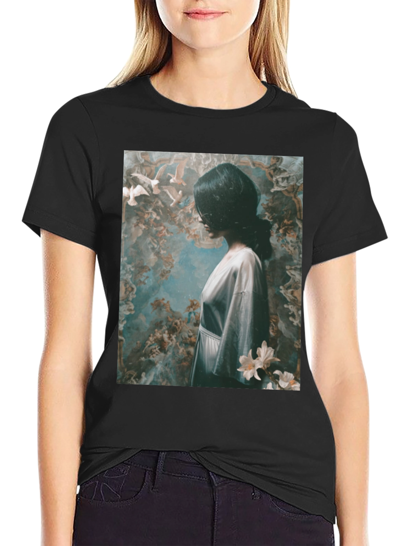Artistic Graphic Print Black T-Shirt