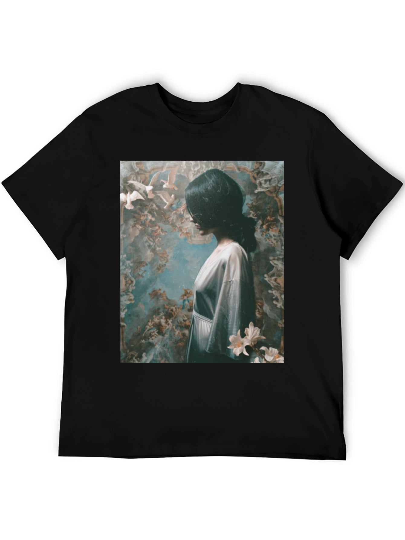 Artistic Graphic Print Black T-Shirt
