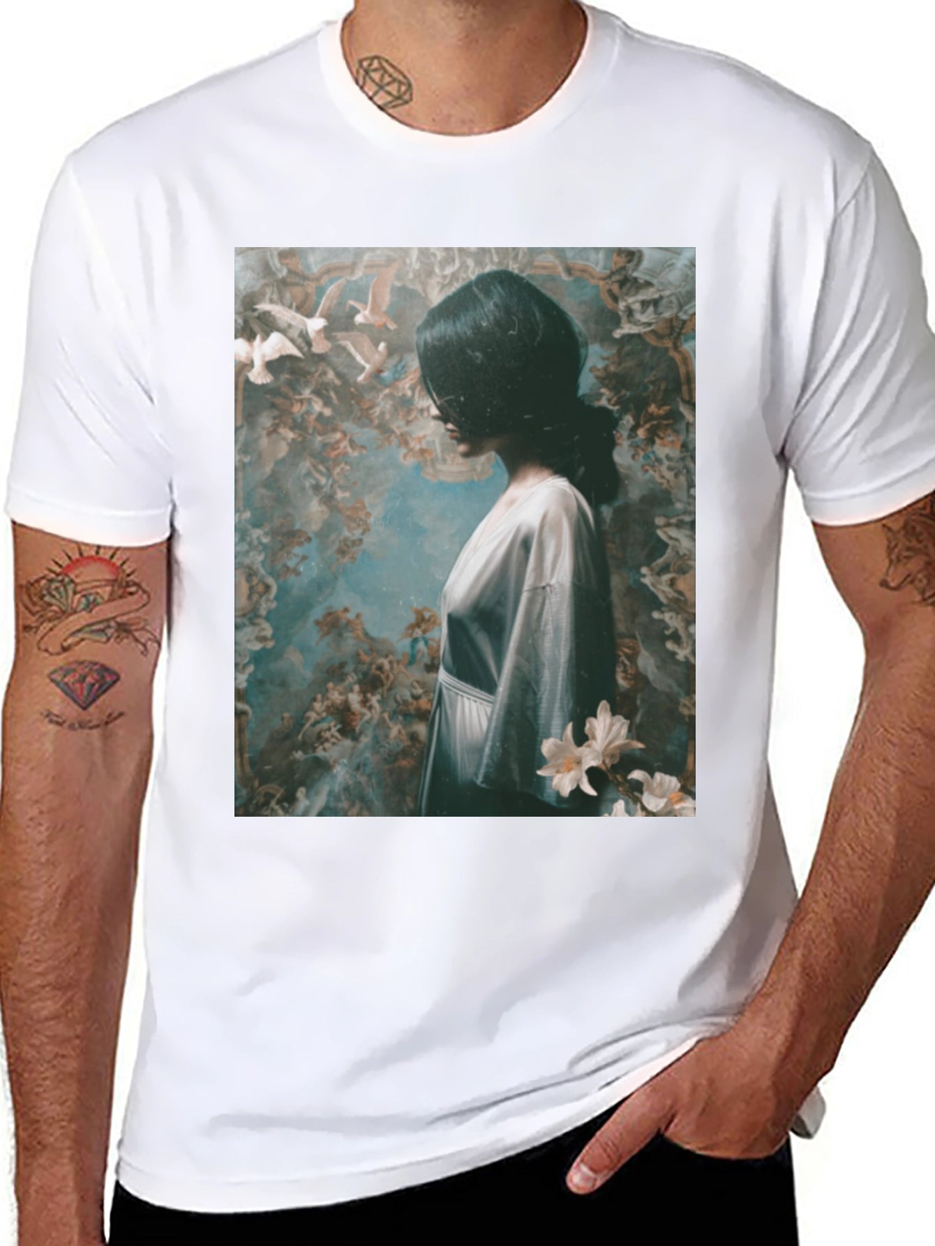 Artistic Graphic Print Black T-Shirt