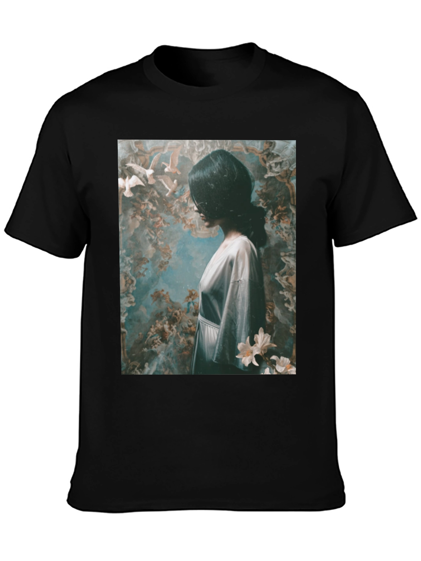 Artistic Graphic Print Black T-Shirt