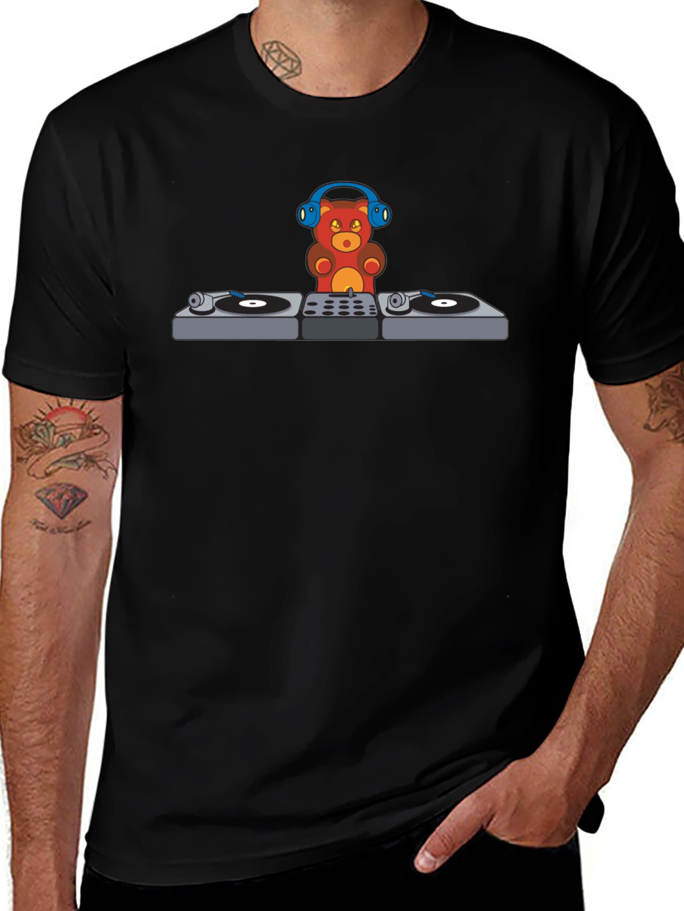 DJ Gummy Bear Graphic T-Shirt - Music Lover Tee